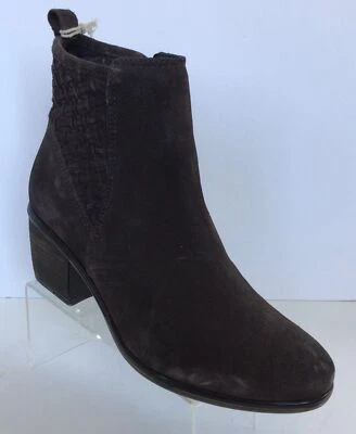 NEW JOIE Suede Leather Woven Detail Heeled Boots, Chocolate Brown - Image 1 of 4