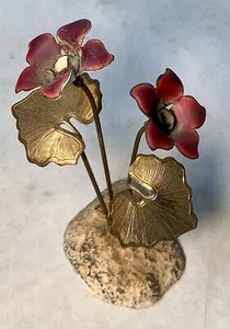 Vintage Bovano Handcrafted Enamel & Brass Sculpture Floral - Picture 1 of 6