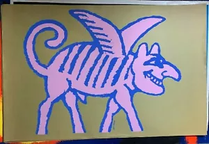 FLYING DEVIL DOG VINTAGE HIPPIE 1970's BLACKLIGHT POSTER By GIL BROWN -NICE! - Picture 1 of 5
