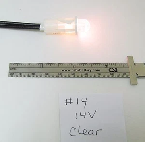14V 80mA Clear Incandescent Panel Mnt Indicator 6" wire Leads 1/2" Round, NEW - Picture 1 of 2