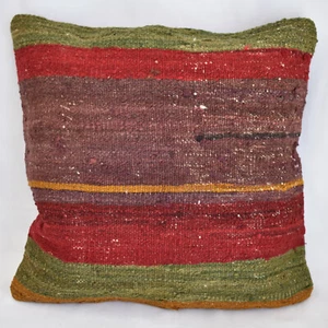 Funda de almohada turca para lanzar alfombra Kilim 16""x16"" nómada vintage Kelim - Imagen 1 de 4