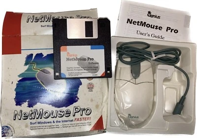 Vintage Genius NetMouse Pro PS/2 Mouse w/ 3.5" Floppy & Original Box NOS - Image 1 of 4