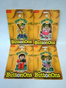 Vintage Fun Official 1980s Cabbage Patch Kids Set 4 Button Ons MOC 1984 - Picture 1 of 2
