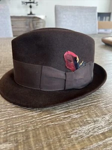 Vintage 1960's Brent Sz. 6 7/8 Brown Fedora Hat - Picture 1 of 7