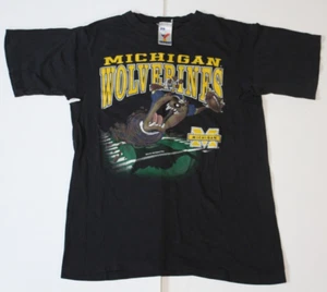YOUTH LARGE 1990s VINTAGE MICHIGAN WOLVERINES FOOTBALL T SHIRT Tasmanian Devil - Picture 1 of 23