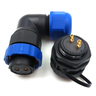 SD20 2Pin Flanged Elbow Waterproof Wire Connector,Electrical Cable Connector - Image 1 of 4