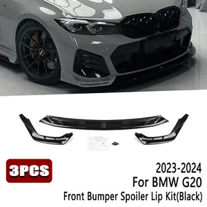 Front Bumper Spoiler Splitter Lip For BMW G20 LCI 330i M340i Sport 2023-25 Black - Picture 1 of 22