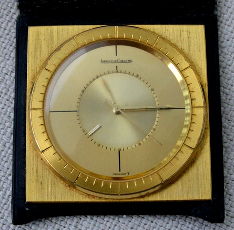 ✅ JAEGER LE COULTRE MEMOVOX DESK TRAVEL GOLD BRASS ALARM CLOCK SWISS WATCH ATMOS Cover