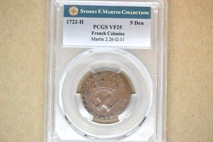 1722-H 9 Deniers. La Rochelle Mint. Martin 2.26-D.11, W-11840. PCGS VF-25 - Picture 1 of 6