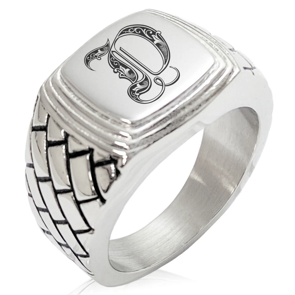 Anel de sinete masculino de aço inoxidável monograma real passo inicial estilo motociclista - Imagem 1 de 1