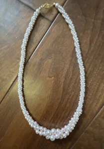 Vintage Necklace Choker 18” Pink Faux Pearls Graduated and Twisted  - Picture 1 of 5