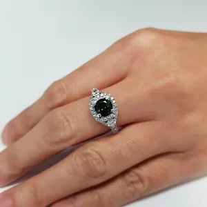 ANILLO DE ORO BLANCO 14K CON TURMALINA Y DIAMANTES 6,5US - Imagen 1 de 7