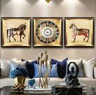 Lot de 3 cadres muraux chevaux et art mural abstrait décoration d'intérieur 3x 50*50cm avec...