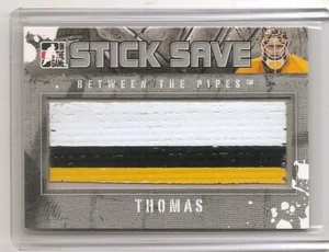 2010-11 ITG Between The Pipes construcción Tim Thomas Stick guardar juego usado tarjeta de palo/24 - Imagen 1 de 2
