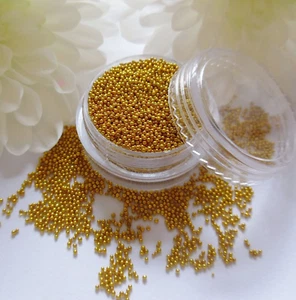 Pequeñas cuentas de caviar de oro de 2 ml bolas de metal olla de gemas redonda arte en uñas artesanía - Imagen 1 de 2
