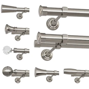 Gardinenstange Vorhangstange 25mm 1-läufig/2-läufig Edelstahl Design Metall - Imagen 1 de 23
