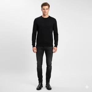 Emporio Armani Sweater Mens IT 56 US 2XL Blue Regular Wool Minimalist Made Italy - Picture 1 of 15