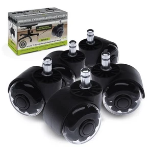 Rubber Office Chair Caster Wheel Replacements Set of 5 All Hard Surface Floor... - Picture 1 of 8