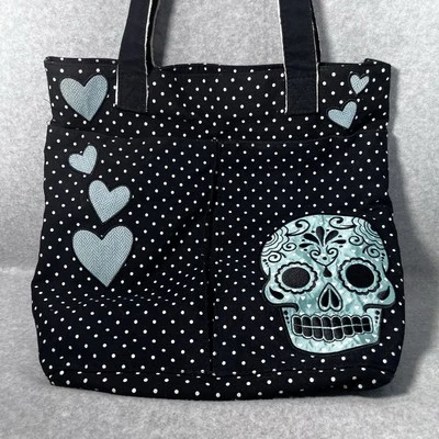 Bolso de hombro de tela Loungefly corazón calavera día de los muertos para mujer Foto 1 de 4