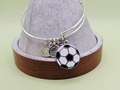 Alex & Ani Soccer Ball White & Black Silver Charm Bangle Bracelet ✨🎊💫 - Image 1 of 4
