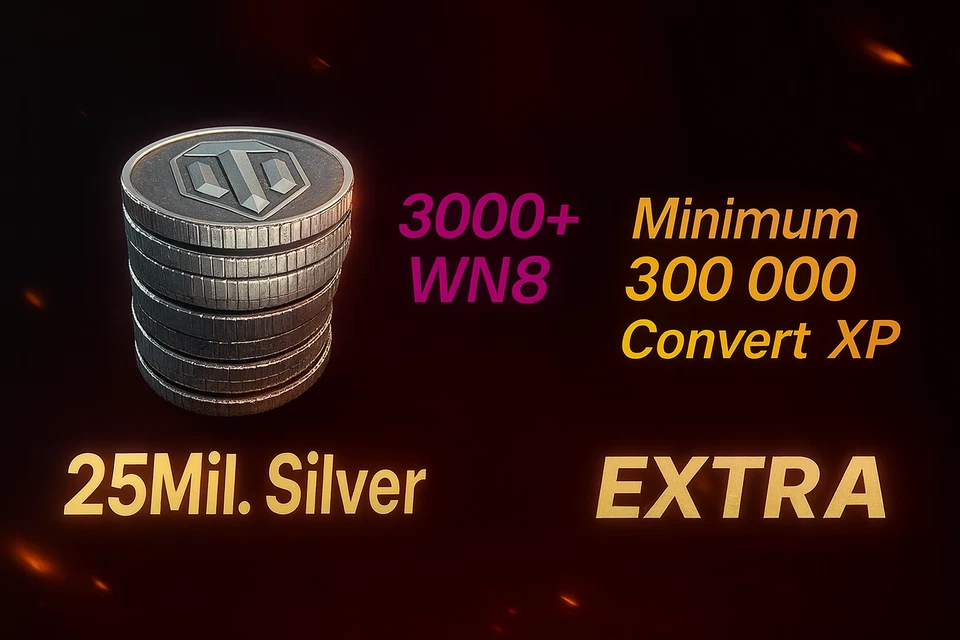 World Of Tanks BOOST | 25 Millionen Silber CREDITS +XP 6 Tage | KEIN BONUS CODE | WOT - Bild 1 von 1