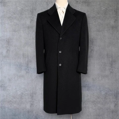 BERT PULITZER Vintage Mens Overcoat 38R Cashmere/Wool Charcoal Gray Coat - Image 1 of 4