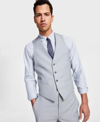 Bar Iii Mens Slim fit Button-Up Suit Vest Small Light Grey Solid - Image 1 of 3