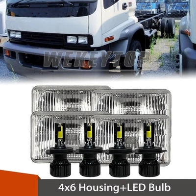 GMC T6500 T7500 1997-2009 4PCS 4X6" LED Headlights High/Low Beam H4 Foto 1 de 4