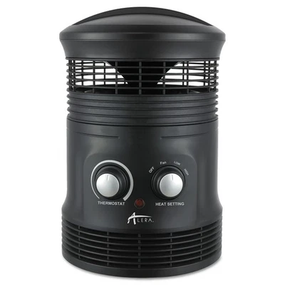 Alera® 360 Deg Circular Fan Forced Heater, 8" x 8" x 12", Black - Image 1 of 2
