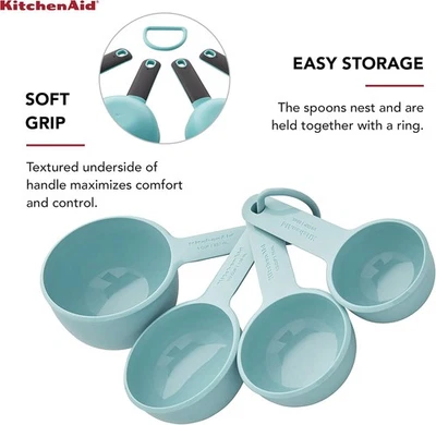 Juego de 4 tazas medidoras para hornear KitchenAid, Aqua Sky KQ058OHAQA Foto 1 de 4