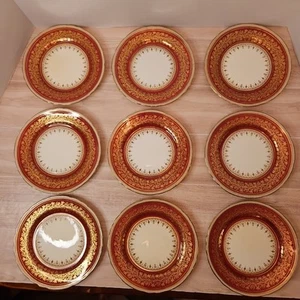 Aynsley #7098 Maroon And Gold Scroll Band, Gold Filigree Bread & Butter Plate - Picture 1 of 10