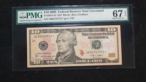2009 CLEVELAND Ten Dollar PMG GEM UNC 67 EPQ Federal Reserve STAR NOTE $10 BILL - Picture 1 of 4