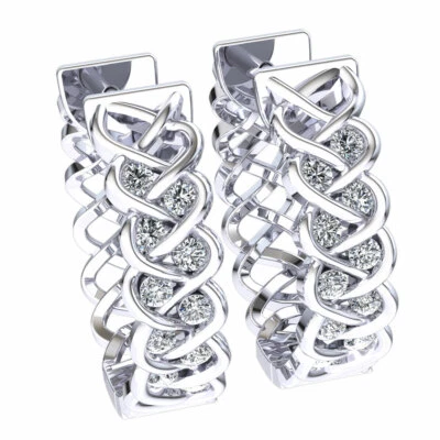 Genuine 0.45ct Round Cut Diamond Ladies Interwined Hoops Earrings 18K Gold - Image 1 of 4