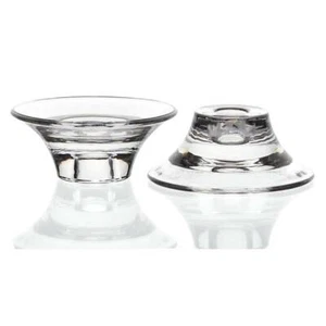 Doppelseitiger Kerzenhalter Kerzenständer rund transparent Glas Bleikristall - Bild 1 von 3