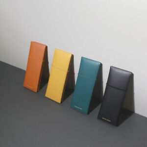 FENICE STUDIO Simple Soft Leather Band Pencil Case Two Tone Color Folding Design