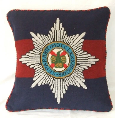 Irish Guards Regiment Cushion Cover Tapestry Handmade Needlepoint - Image 1 of 4