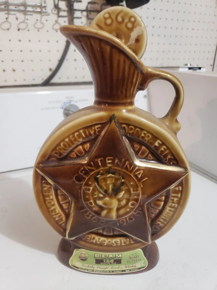 Jim Beam Vintage 1968 BPOE Elks Centennial Decanter EMPTY Jim Beam Collectable - Image 1 of 2