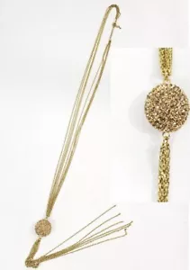 Lange Quaste Halskette Strass Bernstein braun Herz goldfarben bunt Kette geknotet - Bild 1 von 12