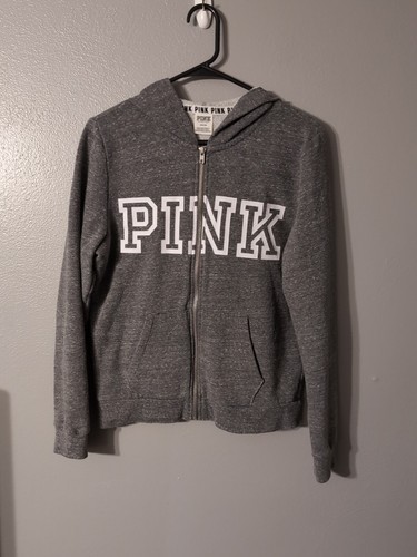 UNDERCOVER Felpa con cappuccio rosa Victoria's Secret grigia cerniera intera donna taglia M LEGGERE