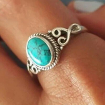 Beautiful Blue Turquoise Gemstone 925 Sterling Silver Ring Christmas Gift B-123 - Image 1 of 4
