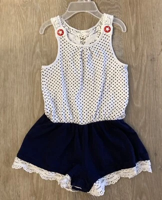 Mameluco Savannah Niña Talla 24 Meses Azul Marino y Blanco Con Pequeñas Estrellas Foto 1 de 4