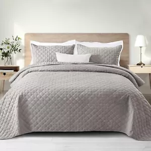 Exclusivo Mezcla Quilt Set Queen Full Size, Soft Light Gray Quilts Coverlets for - Picture 1 of 1