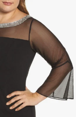 Alex Evenings Embellished Illusion Shift Dress  Sz 18   black   *1277 - Image 1 of 4