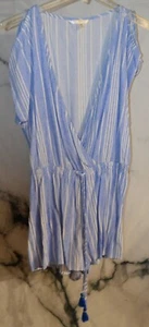Mono Hawaiano Tropic Azul Blanco a Rayas Sin Mangas Cintura Elástica Pequeña - Imagen 1 de 5
