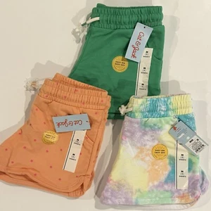 Cat & Jack Pull On Drawstring Shorts Peach Tie Dye Green Lot of 3 Girls M 8 NEW - Picture 1 of 14
