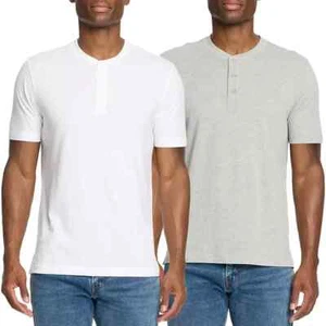 WP Weatherproof Men's 2 Pack Short Sleeve Henley Size XXL White/Grey - Picture 1 of 4