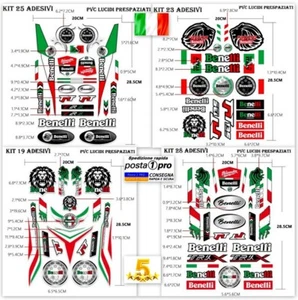 BENELLI Written Coat of Arms Logo PVC Stickers Kit MOTORCYCLE CAR SCOOTER HELMET - Picture 1 of 18