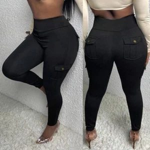 Pockets Fitness Gym Pants Woman Skinny Stretch High Waist Autumn Pants Outdoors - Picture 1 of 14