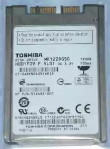 Toshiba 1.8" MK1229GSG SATA 120GB Hard Drive HP Elitebook 2530P 2730P 2740P - Picture 1 of 3