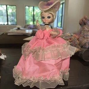 Bradley Big Eye Doll Southern Belle 11in Hand Painted Face Korea Big Dress & Hat - Picture 1 of 9